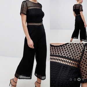 Liquorish Black Lace Jumpsuit ASOS Size 8